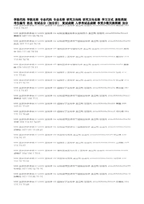 内蒙古大学008 生命科学学院2019年招收硕士研究生拟录取名单公示
