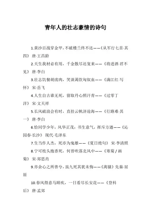 青年人的壮志豪情的诗句