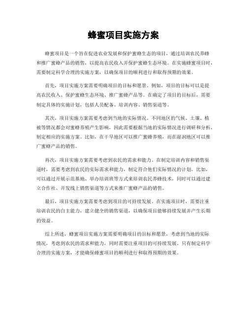 蜂蜜项目实施方案