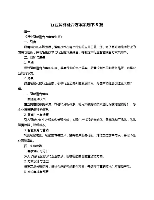 行业智能融合方案策划书3篇