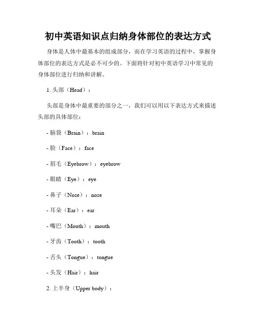初中英语知识点归纳身体部位的表达方式