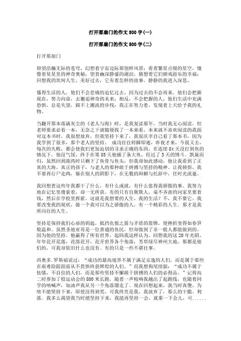 打开那扇门的作文800字