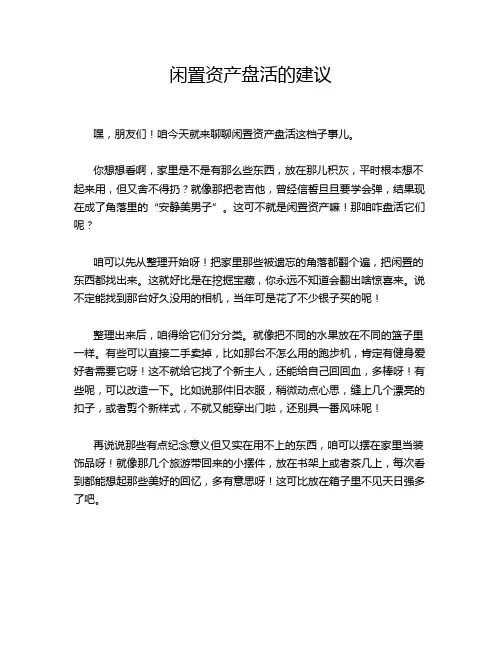 闲置资产盘活的建议
