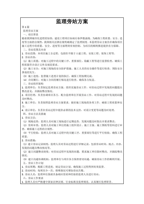 监理旁站方案