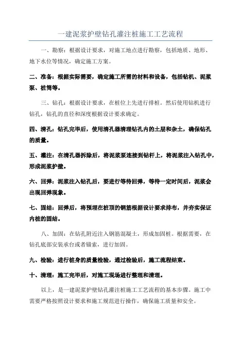 一建泥浆护壁钻孔灌注桩施工工艺流程