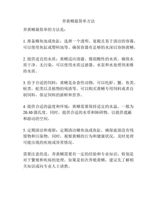 养黄鳝最简单方法