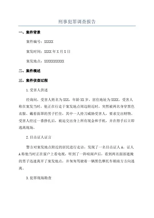 刑事犯罪调查报告