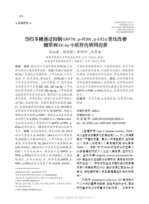 当归多糖通过抑制GRP78、p-PERK、p-Eif2α_表达改善糖尿病KK-Ay小鼠肝内质网应激