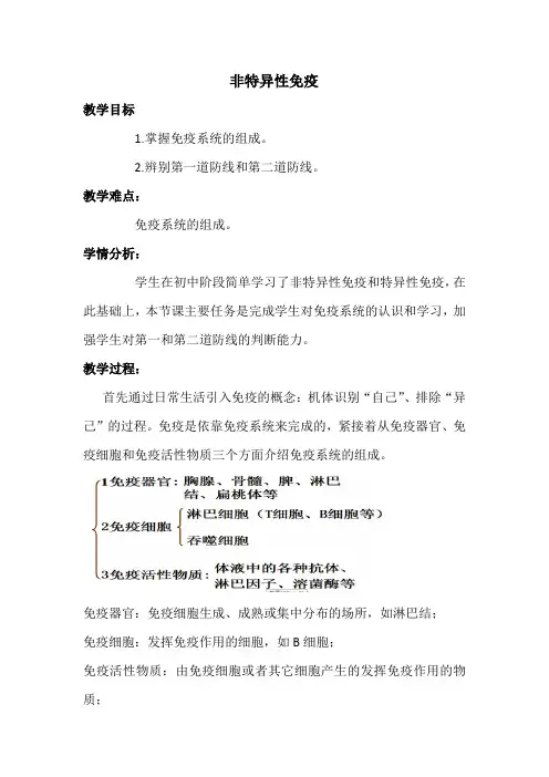 教学设计—非特异性免疫