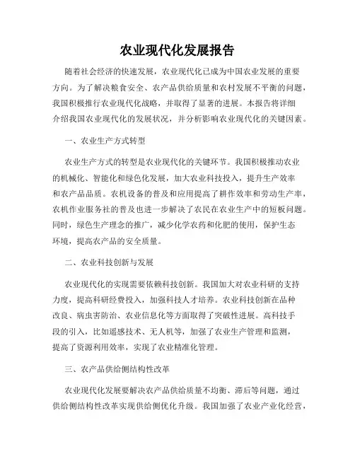 农业现代化发展报告