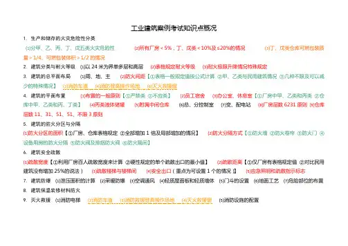 一级注册消防工程师之工业建筑案例考试知识点