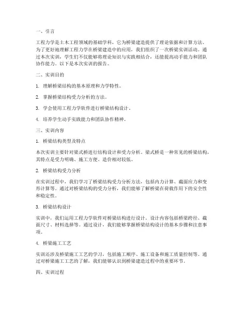 工程力学建造桥梁实训报告
