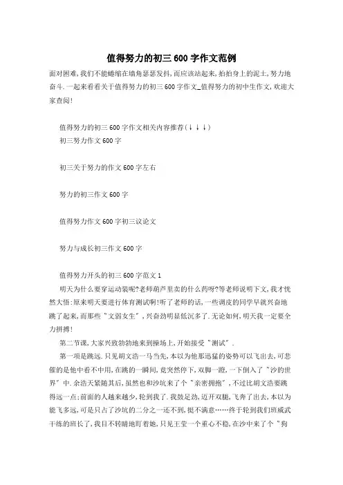 值得努力的初三600字作文范例
