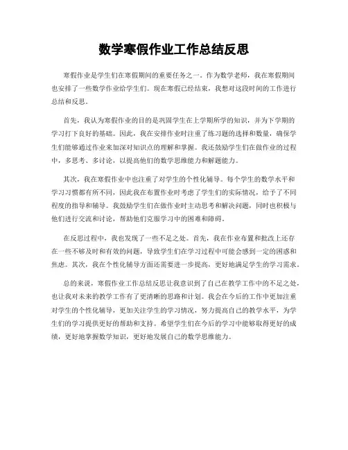 数学寒假作业工作总结反思