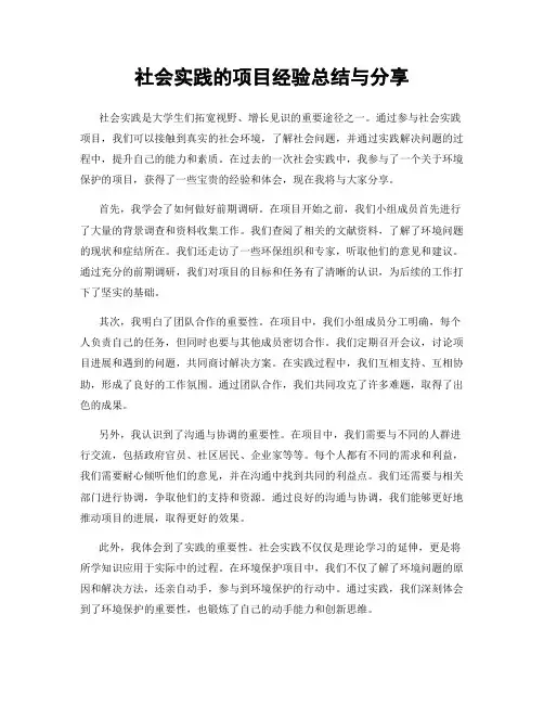社会实践的项目经验总结与分享