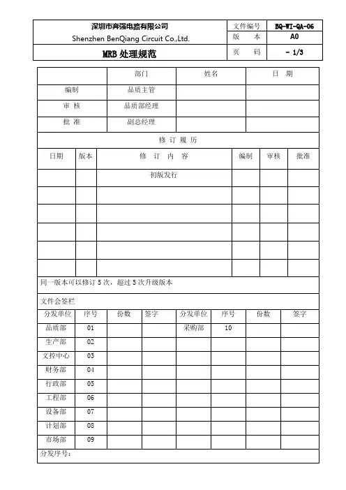BQ-WI-QA-06 MRB处理规范