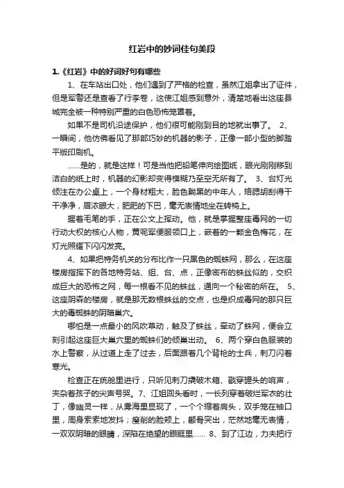 红岩中的妙词佳句美段