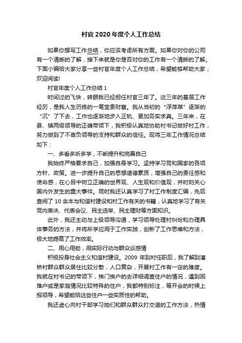 村官2020年度个人工作总结