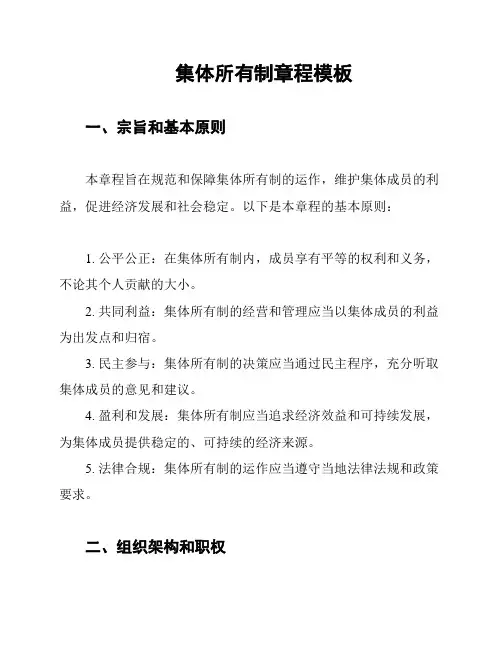 集体所有制章程模板