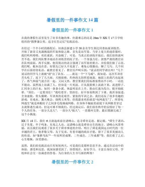暑假里的一件事作文14篇