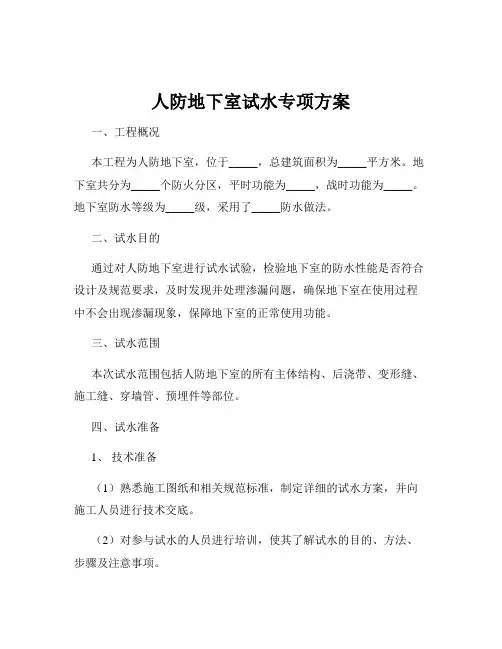 人防地下室试水专项方案