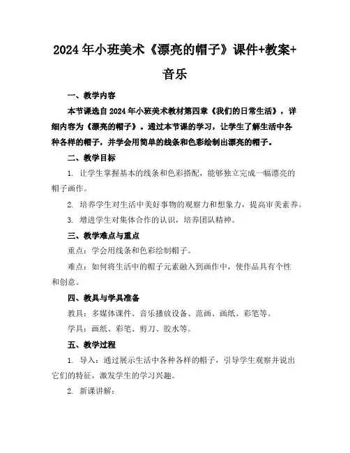 2024年小班美术《漂亮的帽子》课件+教案+音乐