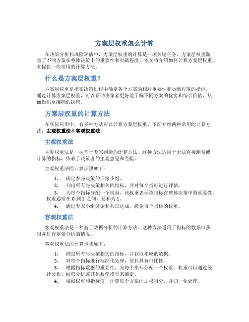 方案层权重怎么计算