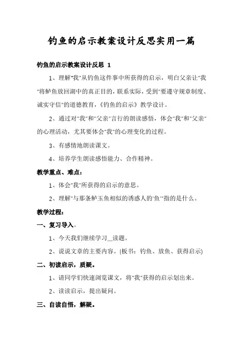 钓鱼的启示教案设计反思实用一篇