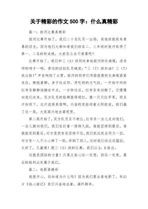 关于精彩的作文500字：什么真精彩_作文