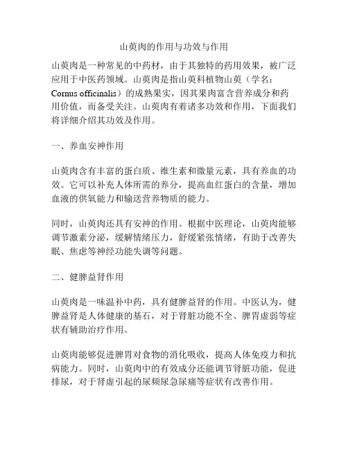 山萸肉的作用与功效与作用