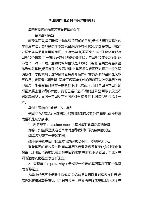 基因的作用及其与环境的关系