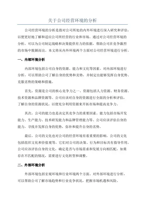 关于公司经营环境的分析