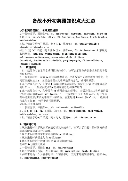 译林版小升初英语知识点大汇总