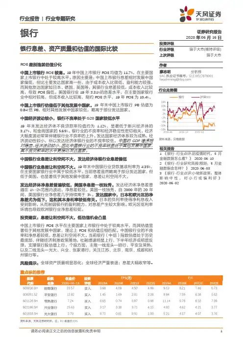 银行：银行息差、资产质量和估值的国际比较