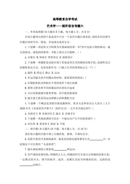 高等教育自学考试-视听语言考题6-9篇