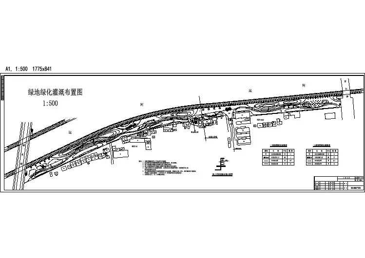 【设计图纸】某湖滨公园绿化灌溉布置图(精选CAD图例) 