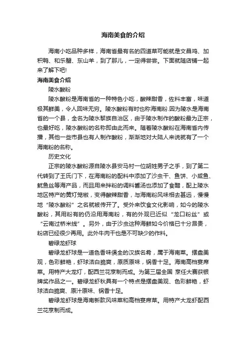 海南美食的介绍
