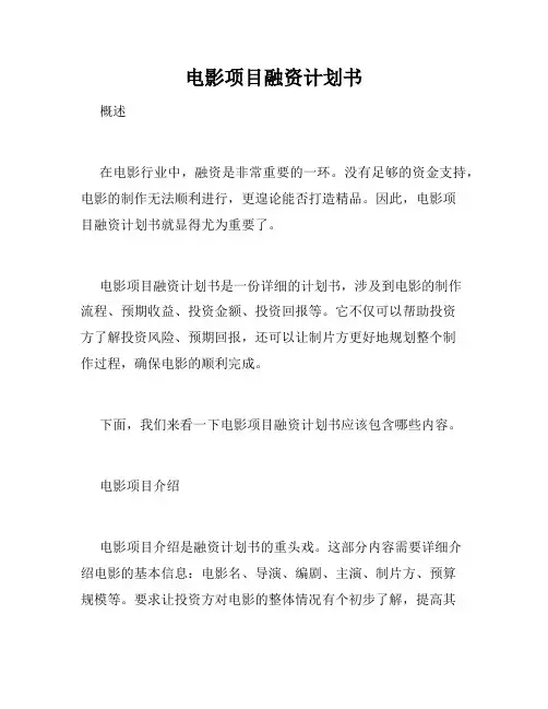 电影项目融资计划书