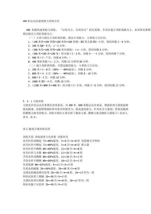 400米运动员速度耐力训练方法