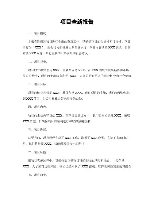 项目查新报告