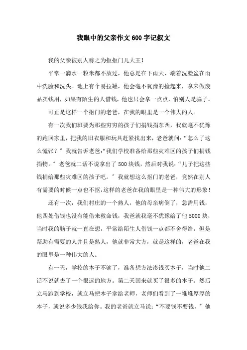 我眼中的父亲作文600字记叙文精选