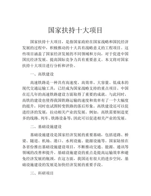 国家扶持十大项目