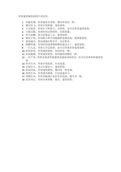 速度极快四字词语