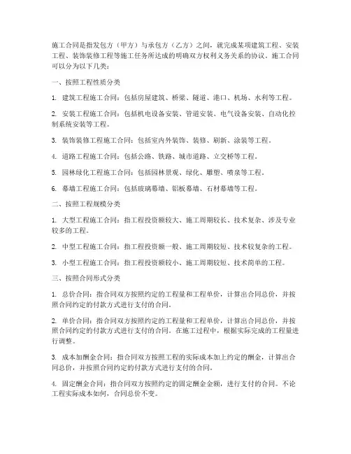 施工合同有几类