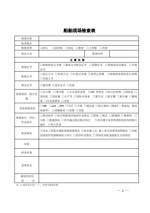 船舶现场检查表