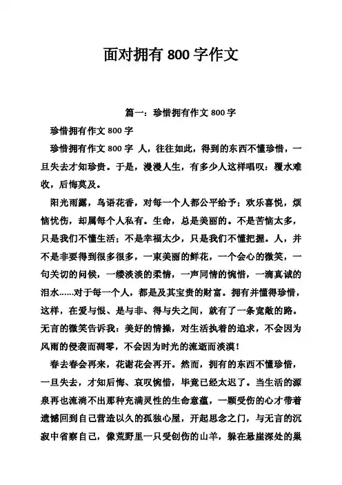 面对拥有800字作文