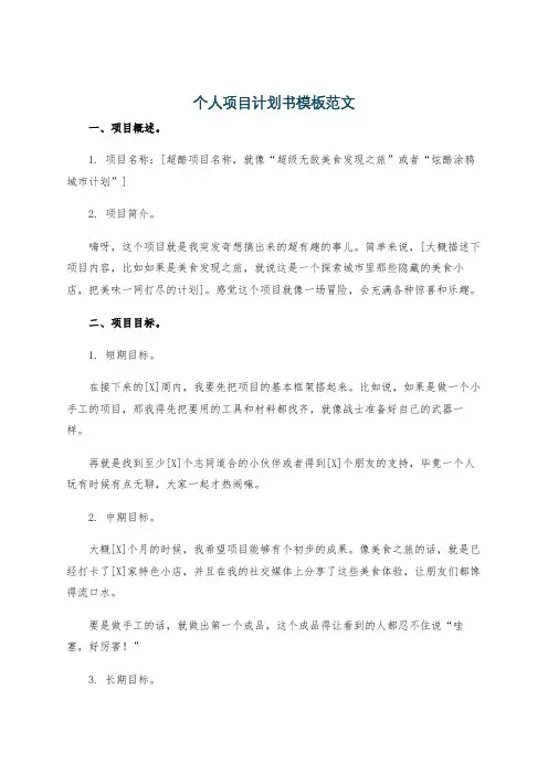 个人项目计划书模板范文