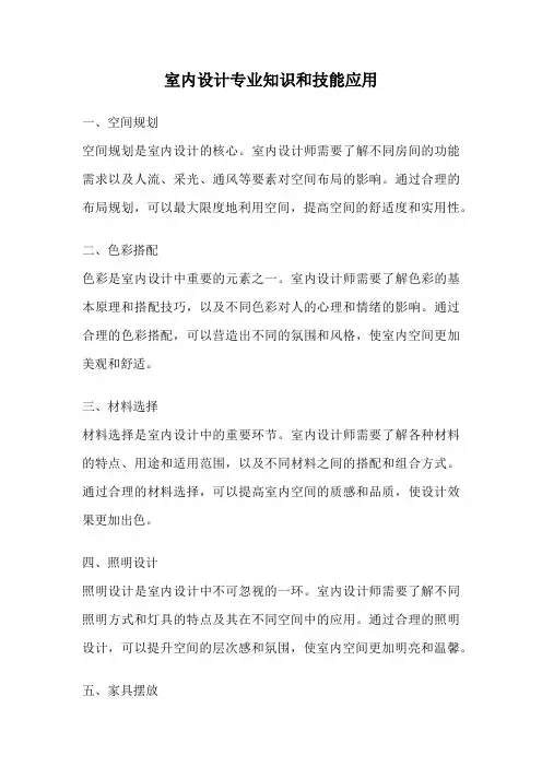 室内设计专业知识和技能应用