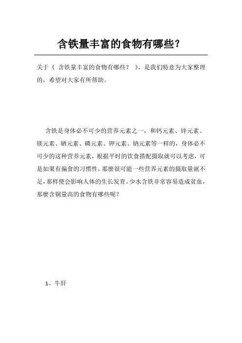含铁量丰富的食物有哪些？
