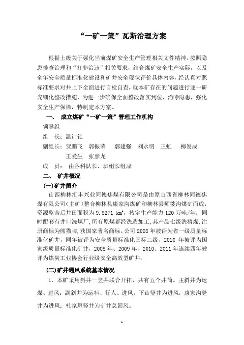 煤矿一井一策瓦斯治理方案[1][1]
